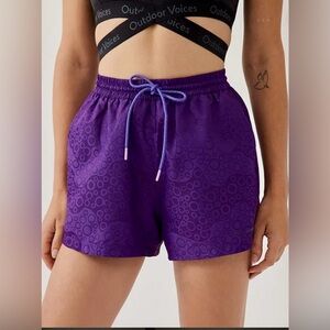 Outdoor Voices Women’s Geoshine Purple Shorts, Drawstring and Pockets, Size XS